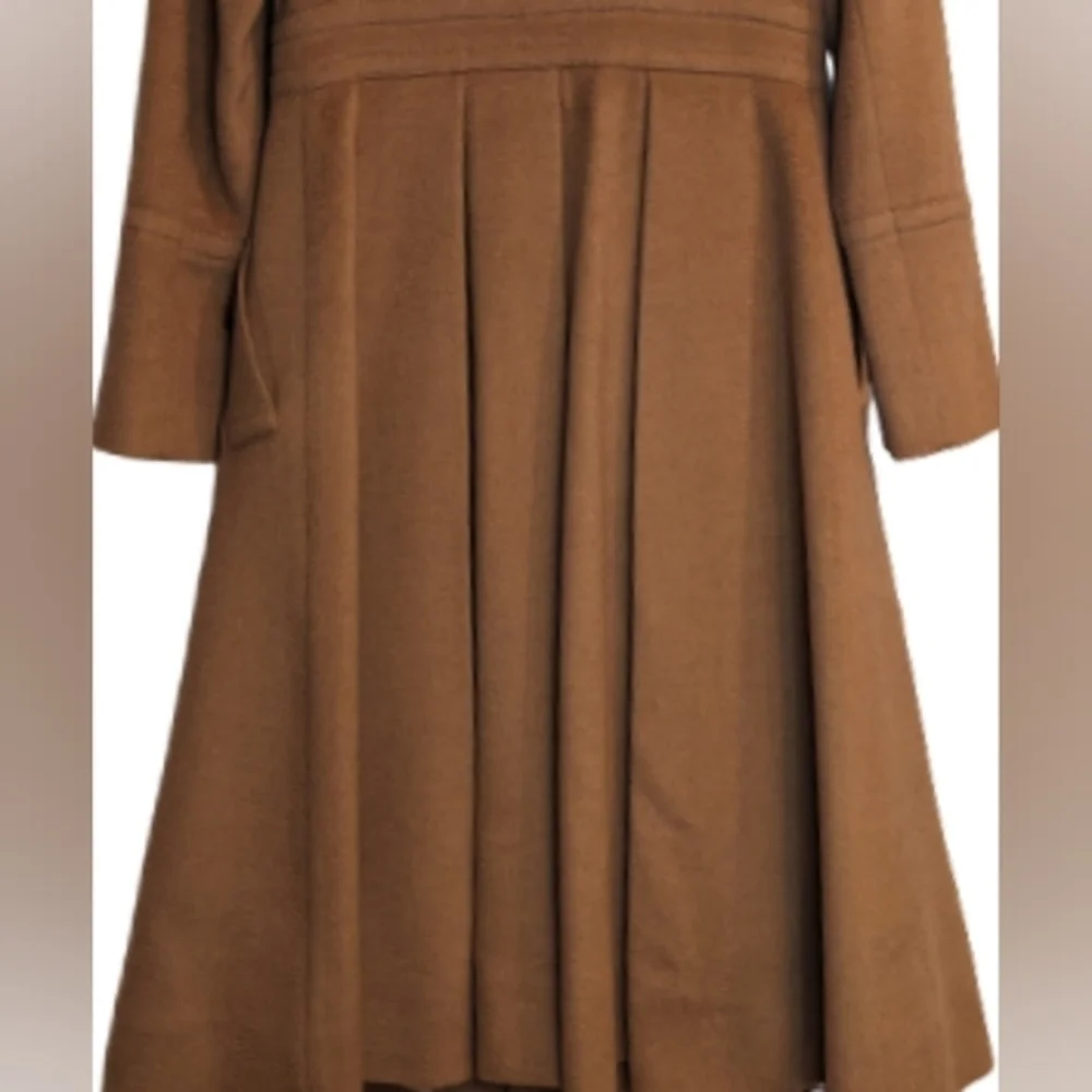 Burberry tan trench coat 100% camel hair princess cut button down half 2 - Picture 2 of 7